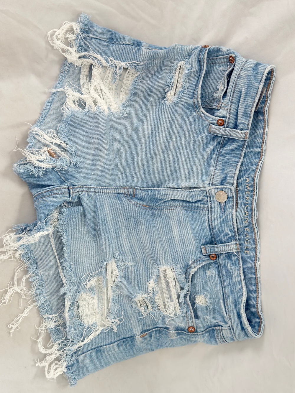 American Eagle Outfitters Light Wash Distressed Denim Shorts